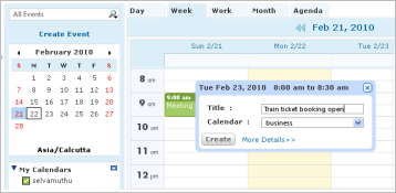 Zoho Mail calendar